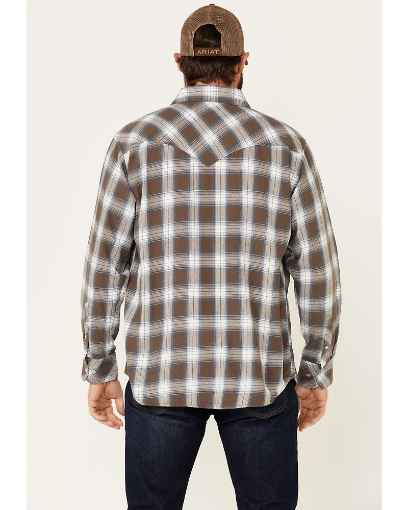 Resistol Men's Cedar Ombre Plaid Print Long Sleeve Snap Western Shirt