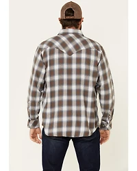 Resistol Men's Cedar Ombre Plaid Print Long Sleeve Snap Western Shirt