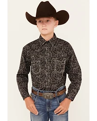 Rock & Roll Denim Boys' Paisley Print Long Sleeve Snap Western Shirt