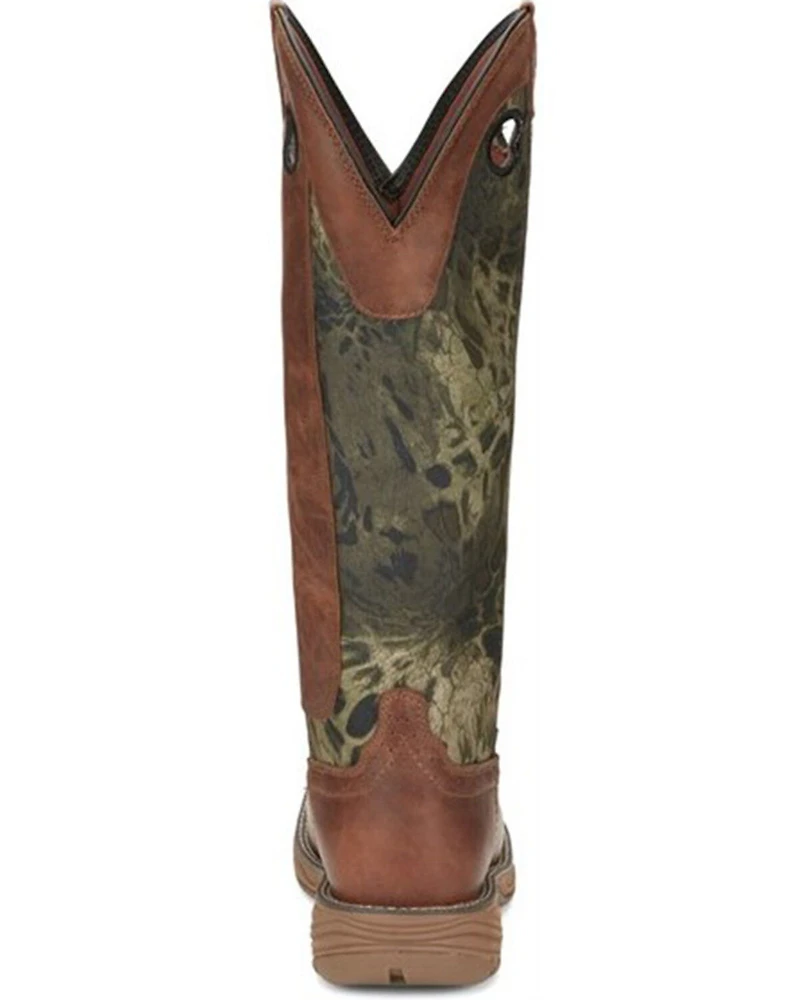 Justin Men's Rush Strike Camo Shaft Leather Pull On Snake Boots - Square Toe