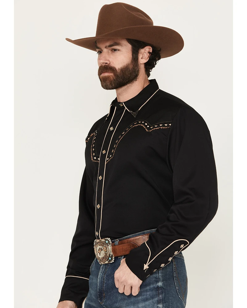 Scully Men's Diamond Embroidered Long Sleeve Western Shirt