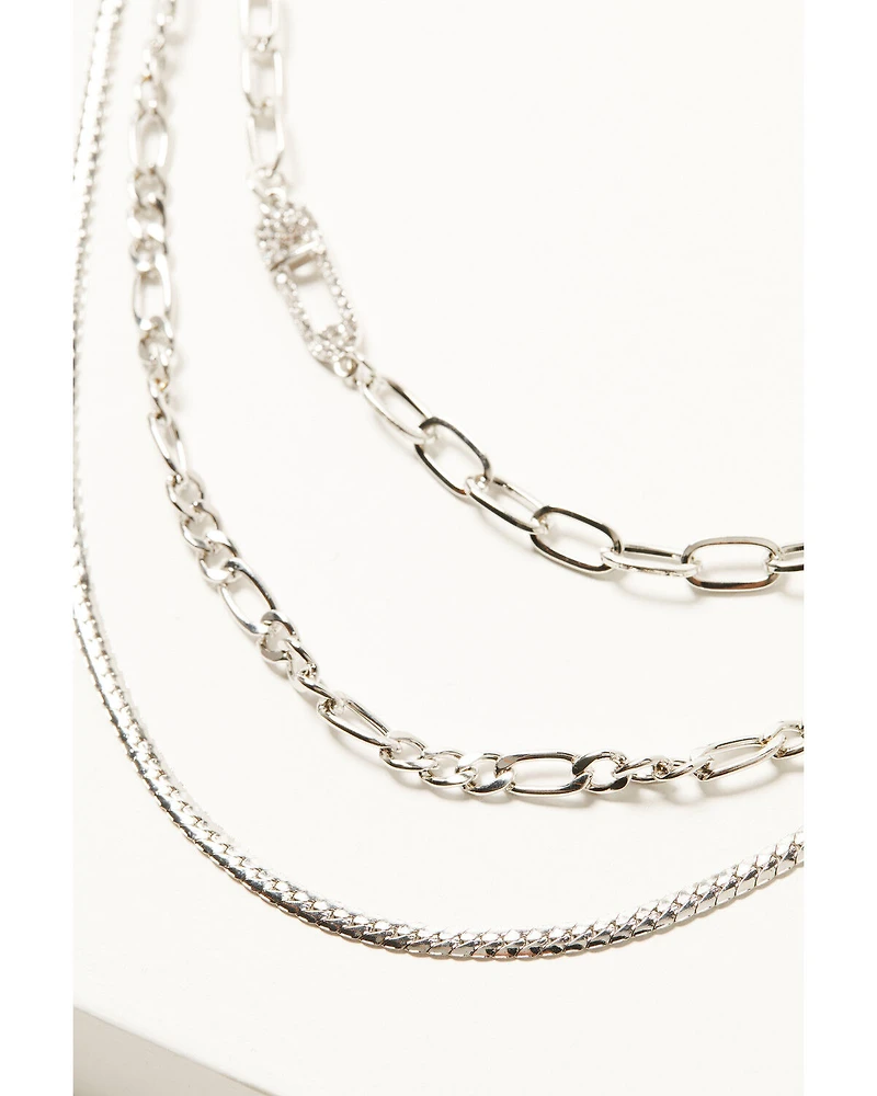 Shyanne Women's Layered Chain Safety Pin Necklace