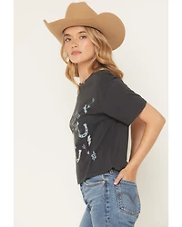 All Us Women's Conversation Embellished Short Sleeve Graphic Tee