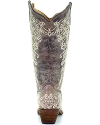 Corral Women's Crater with Bone Embroidery Western Boots - Snip Toe