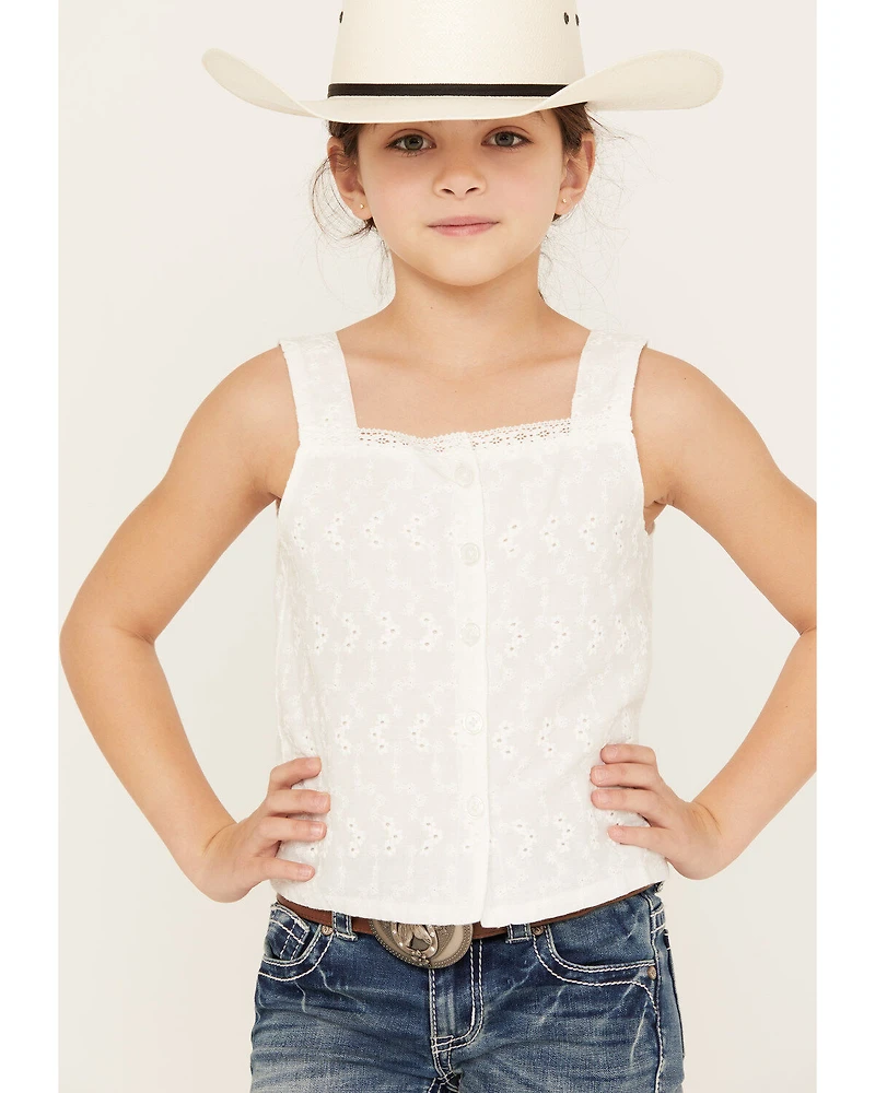 Shyanne Girls' Eyelet Button Front Tank Top
