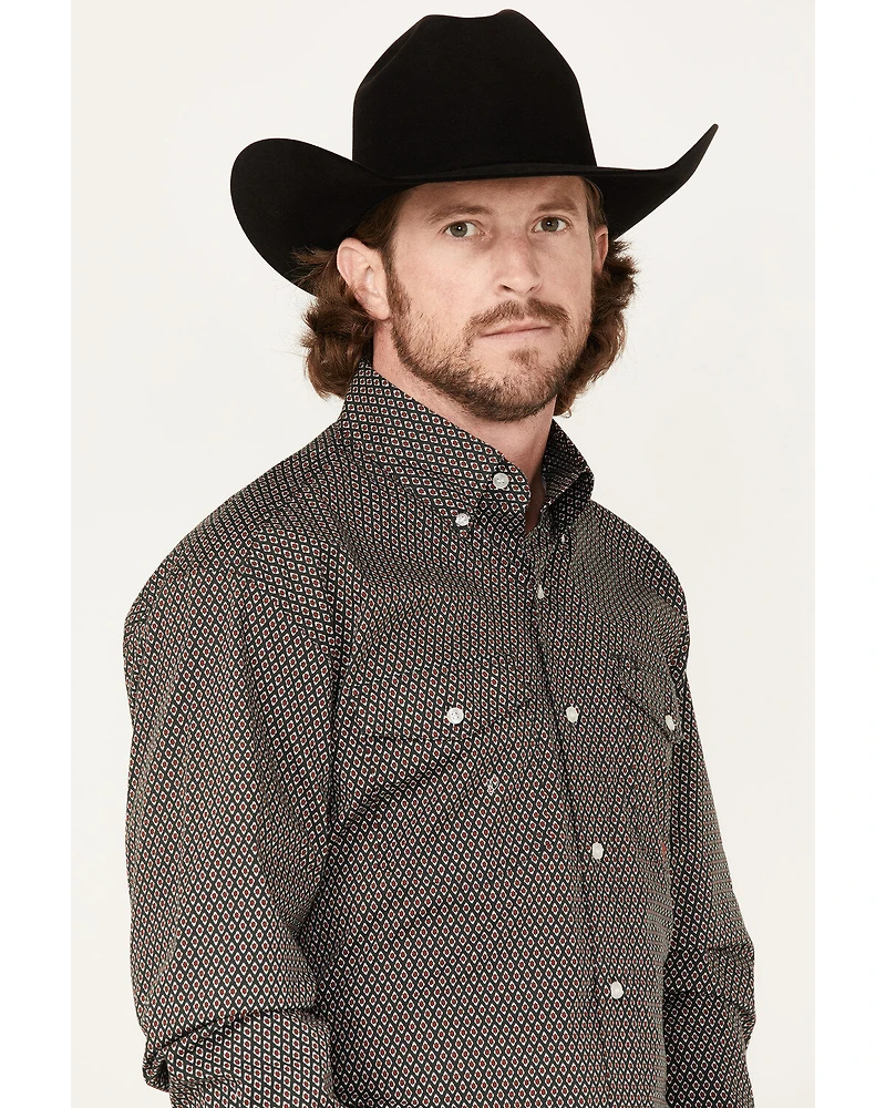 Roper Men's Geo Print Long Sleeve Button Down Stretch Western Shirt