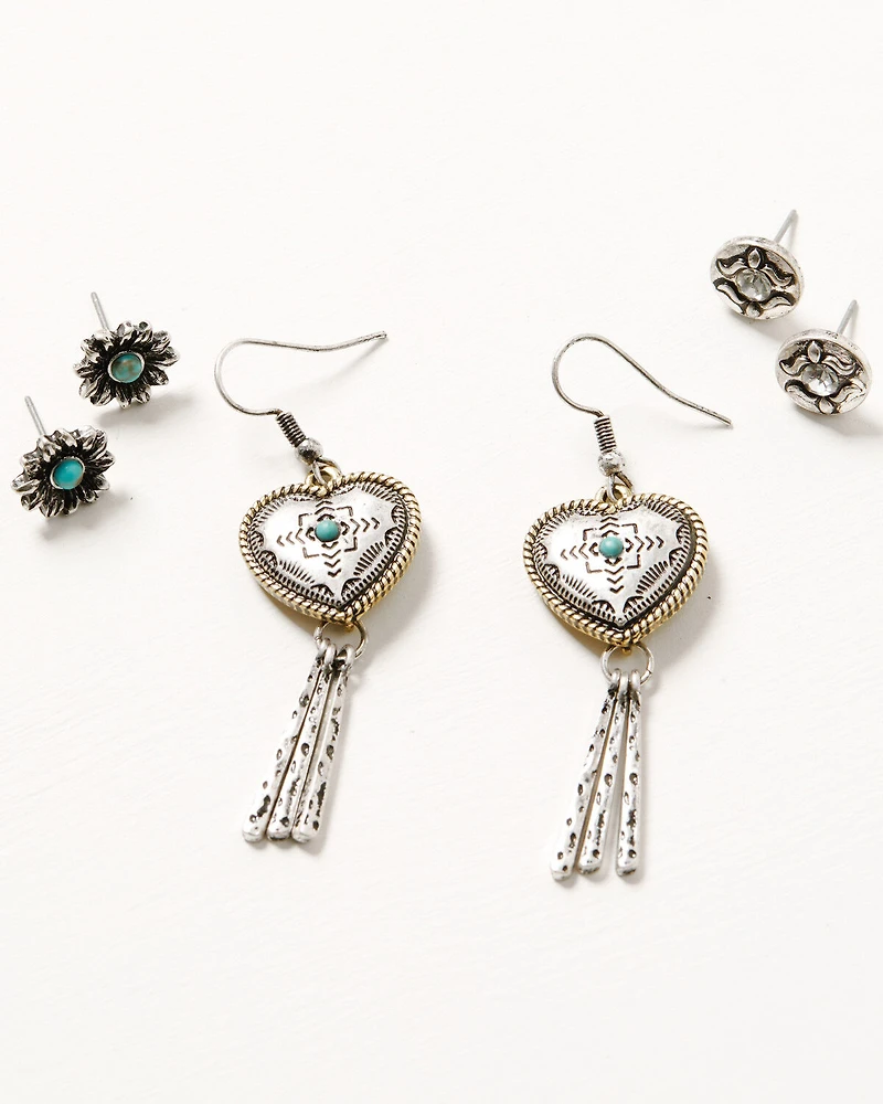 Shyanne Women's Rodeo Sunset Heart Earring Set - 5 Piece