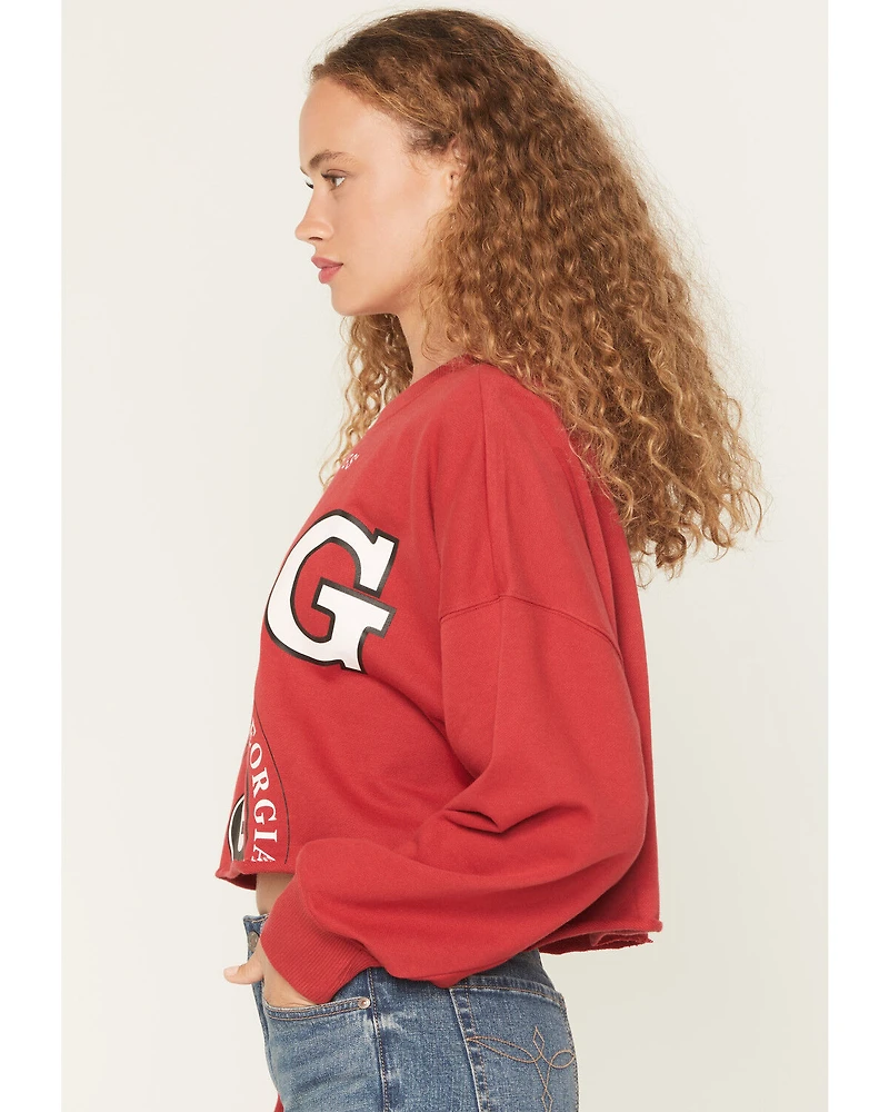Gameday Women's UGA Split Long Sleeve Cropped Graphic Tee