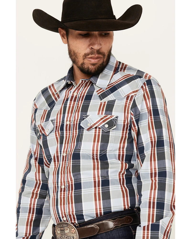 Cody James Men's Simple Life Plaid Print Long Sleeve Snap Western Shirt
