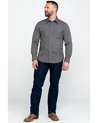 Rock & Roll Denim Men's Brown Washed Poplin Print Long Sleeve Western Shirt