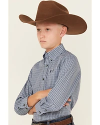 Wrangler Boys' Striped Long Sleeve Button-Down Western Shirt