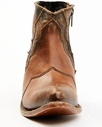 Liberty Black Women's Mosil Faux Snake Zipper Western Fashion Booties - Round Toe