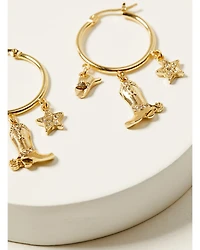 Shyanne Women's 14K Gold Western Charm Dangle Hoop Earrings