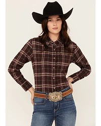 Shyanne Women's Plaid Print Long Sleeve Snap Western Shirt