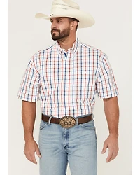 George Strait by Wrangler Men's Plaid Print Short Sleeve Button-Down Western Shirt