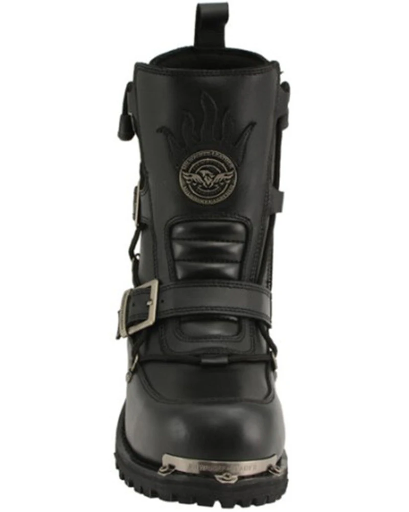 Milwaukee Leather Men's Tactical Buckle Logger Motorcycle Boots - Round Toe
