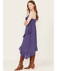 Angie Women's Solid Ruffle Hem Sleeveless Mini Dress