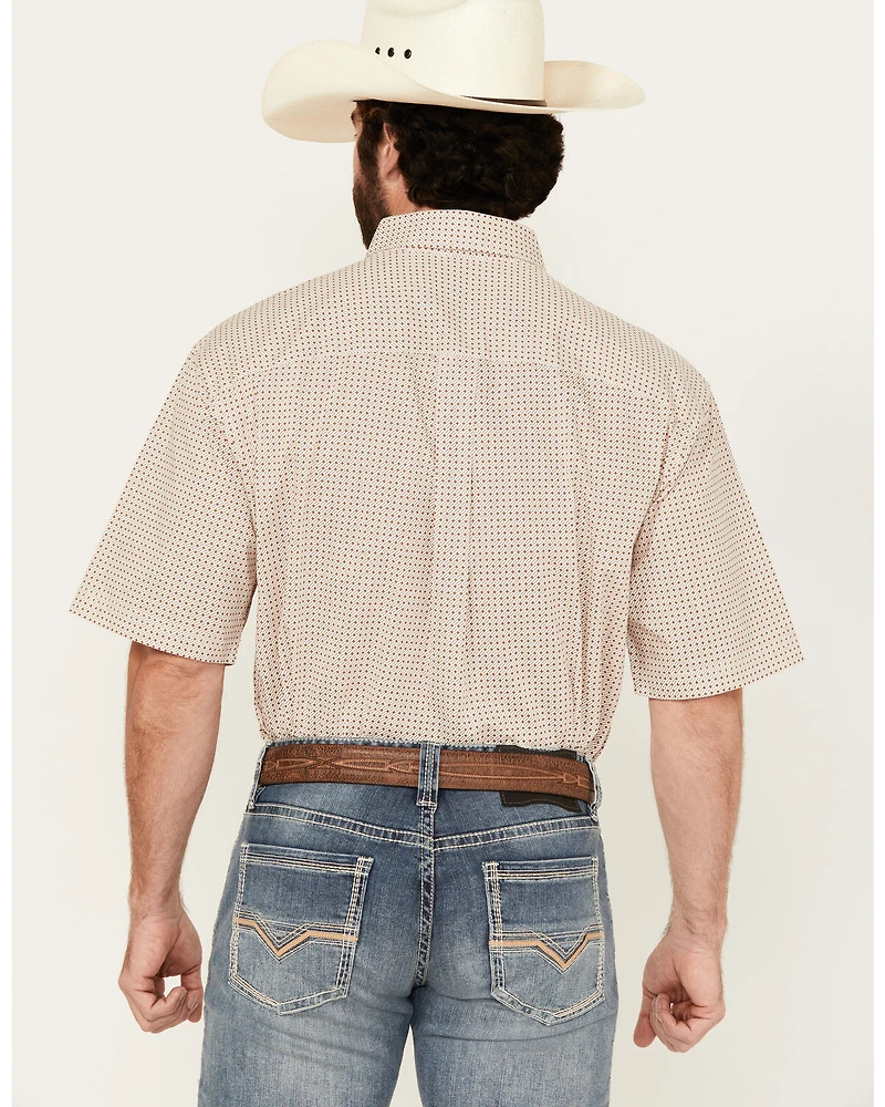 George Strait by Wrangler Men's Geo Print Short Sleeve Stretch Western Shirt