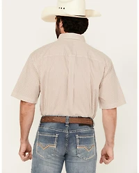 George Strait by Wrangler Men's Geo Print Short Sleeve Stretch Western Shirt