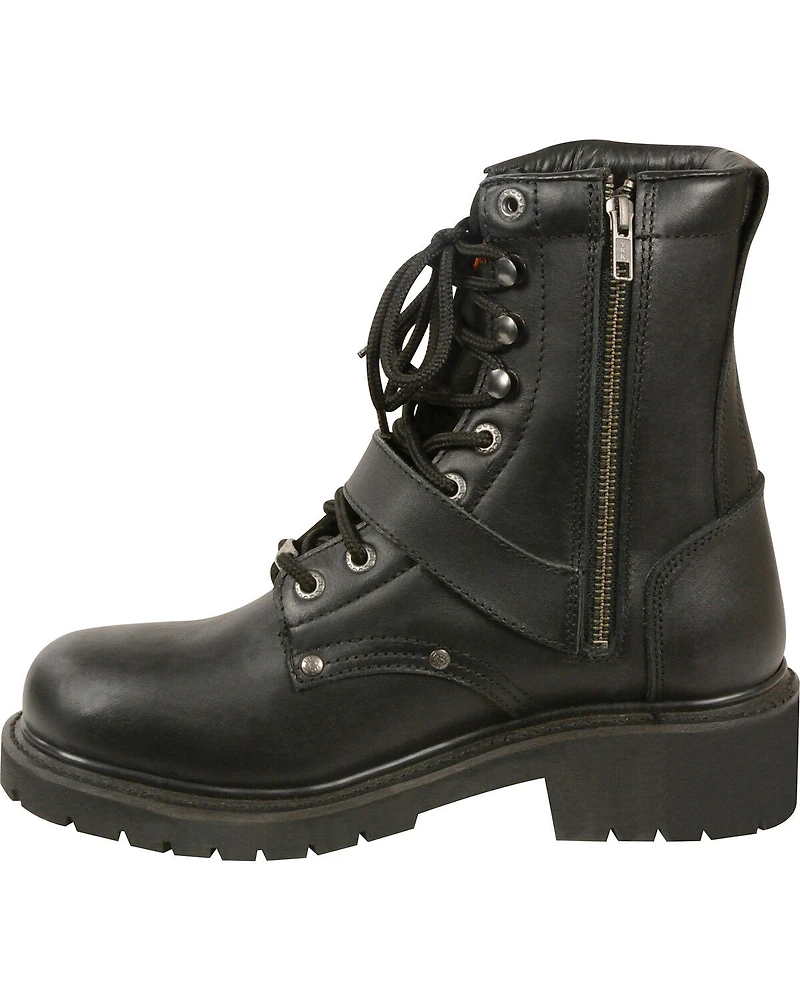 Milwaukee Leather Men's Buckled Lace-Up Boots - Round Toe