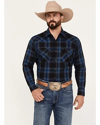 Ely Walker Men's Plaid Print Long Sleeve Snap Western Shirt