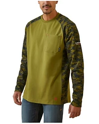 Ariat Men's FR Stretch Camo Print Long Sleeve Baseball Work Shirt