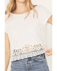 Beyond The Radar Women's Crochet Hem Trim Top