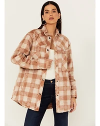 Rock & Roll Denim Women's Brushed Plaid Print Shacket
