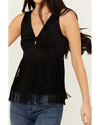 Idyllwind Women's Pennington Faux Suede Twisted Fringe Top