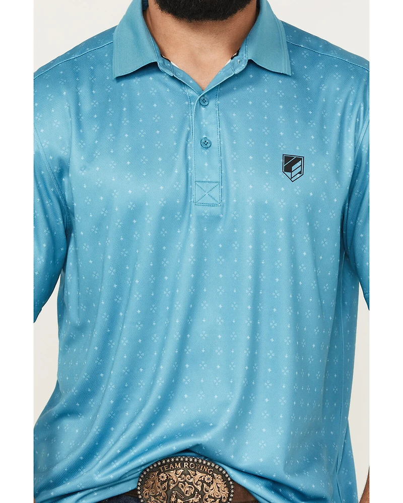 RANK 45® Men's Crossfire Geo Print Short Sleeve Polo