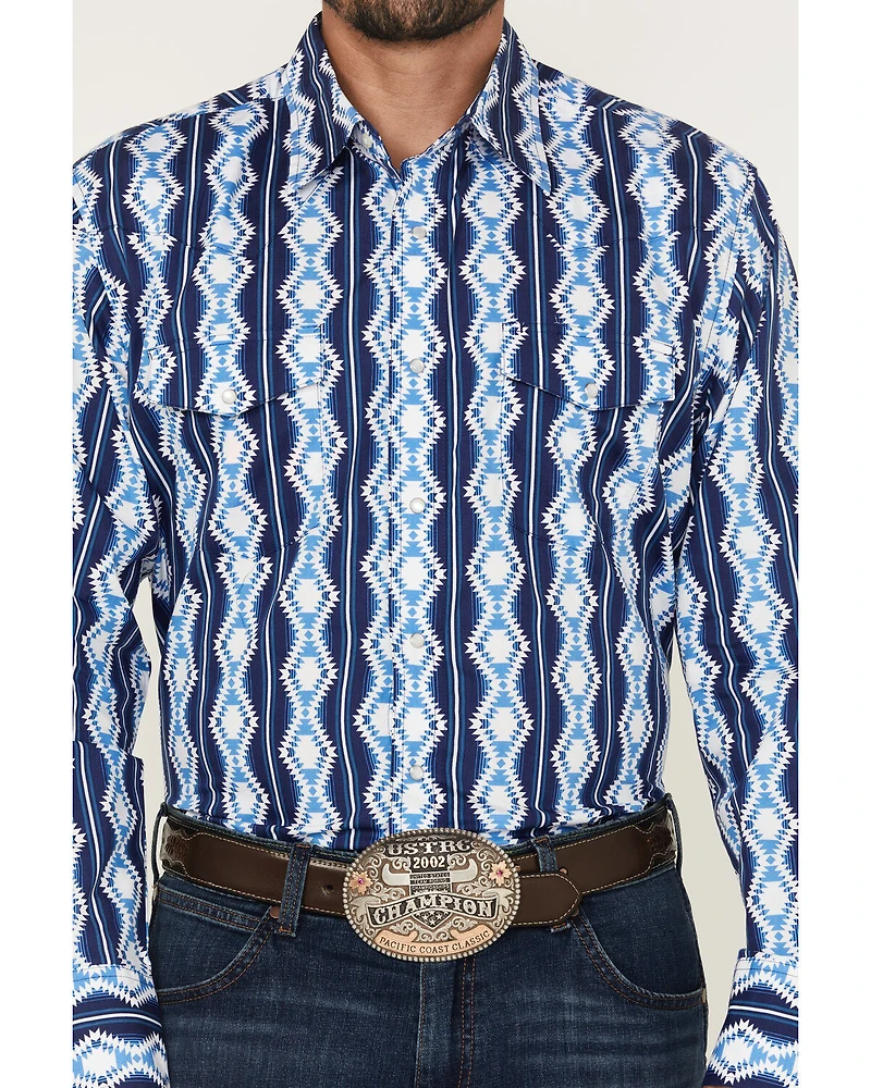 Wrangler Men's Checotah Southwestern Print Long Sleeve Snap Western Shirt