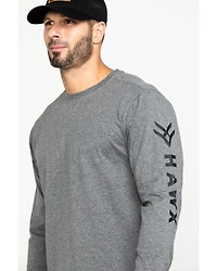 Hawx Men's Gray Logo Sleeve Long Work T-Shirt - Tall