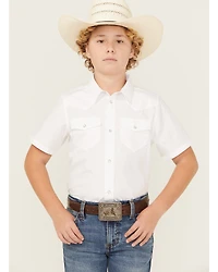 Gibson Trading Co Boys' Solid Short Sleeve Pearl Snap Western Shirt