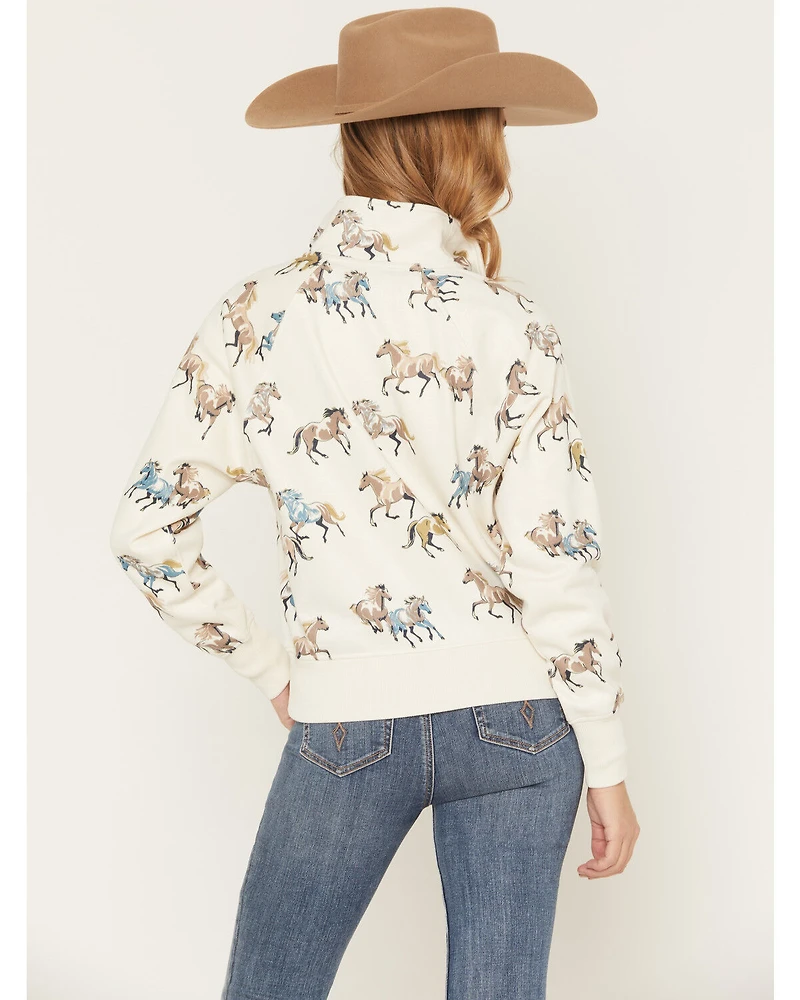 Shyanne Women's Horse Print 1/2 Zip Fleece Pullover