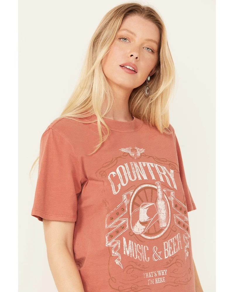 Idyllwind Women's Helen Country Music and Beer Short Sleeve Graphic Tee