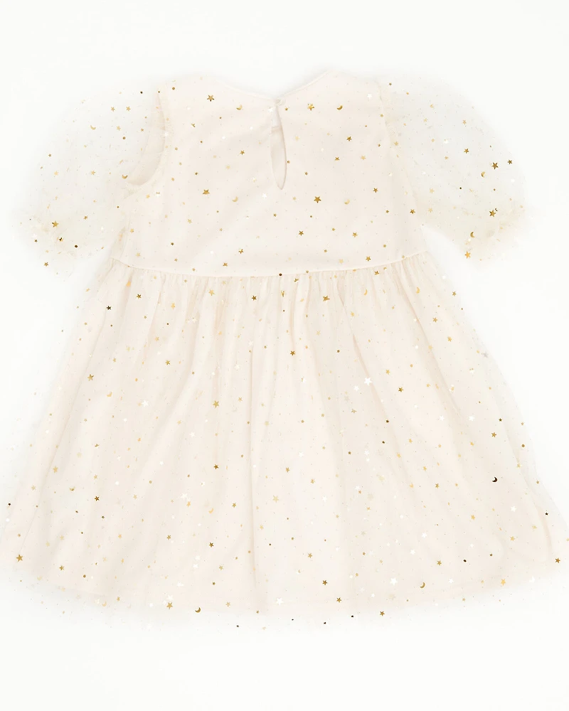 Yura Toddler Girls' Star Tulle Short Sleeve Dress