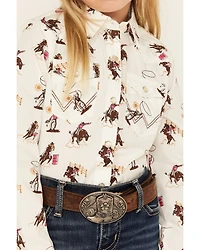 Wrangler Girls' Rodeo Long Sleeve Snap Western Shirt