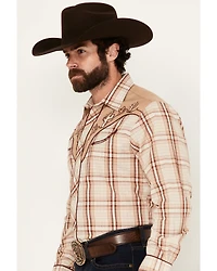 Roper Men's Plaid Print Embroidered Long Sleeve Pearl Snap Western Shirt