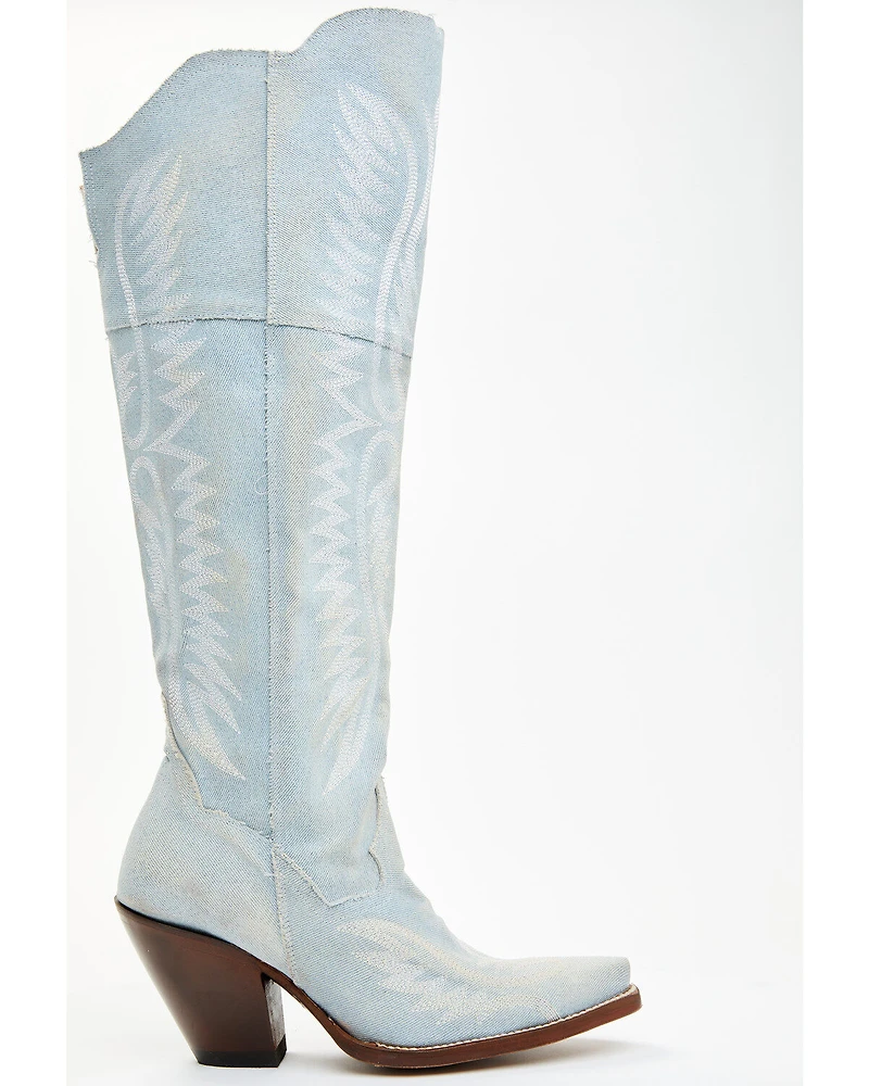Dan Post Women's Denim Tall Western Boots - Snip Toe