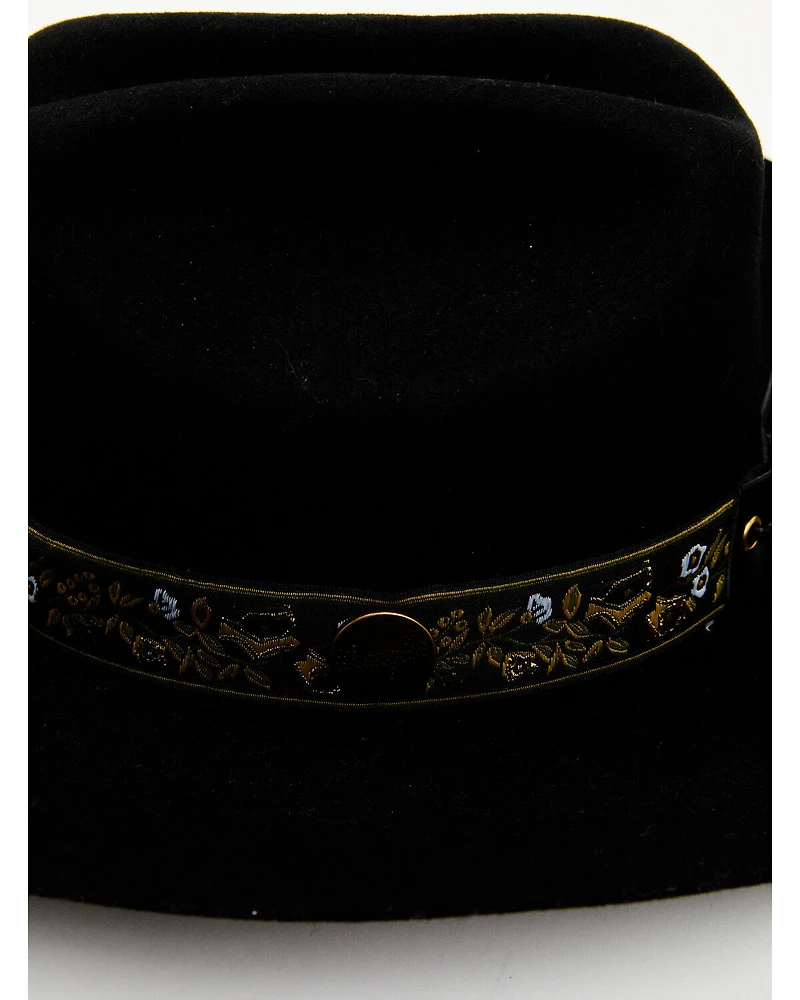 Wrangler Women's Floral Jacquard Feather Tassel Fashion Hat