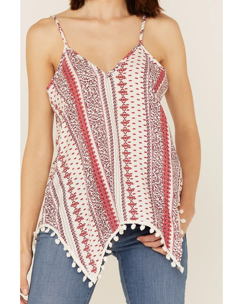 Cotton & Rye Women's Mixed Stripe Print Hanky Hem Tank Top