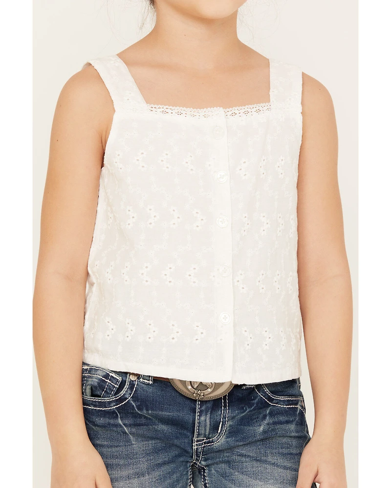 Shyanne Girls' Eyelet Button Front Tank Top