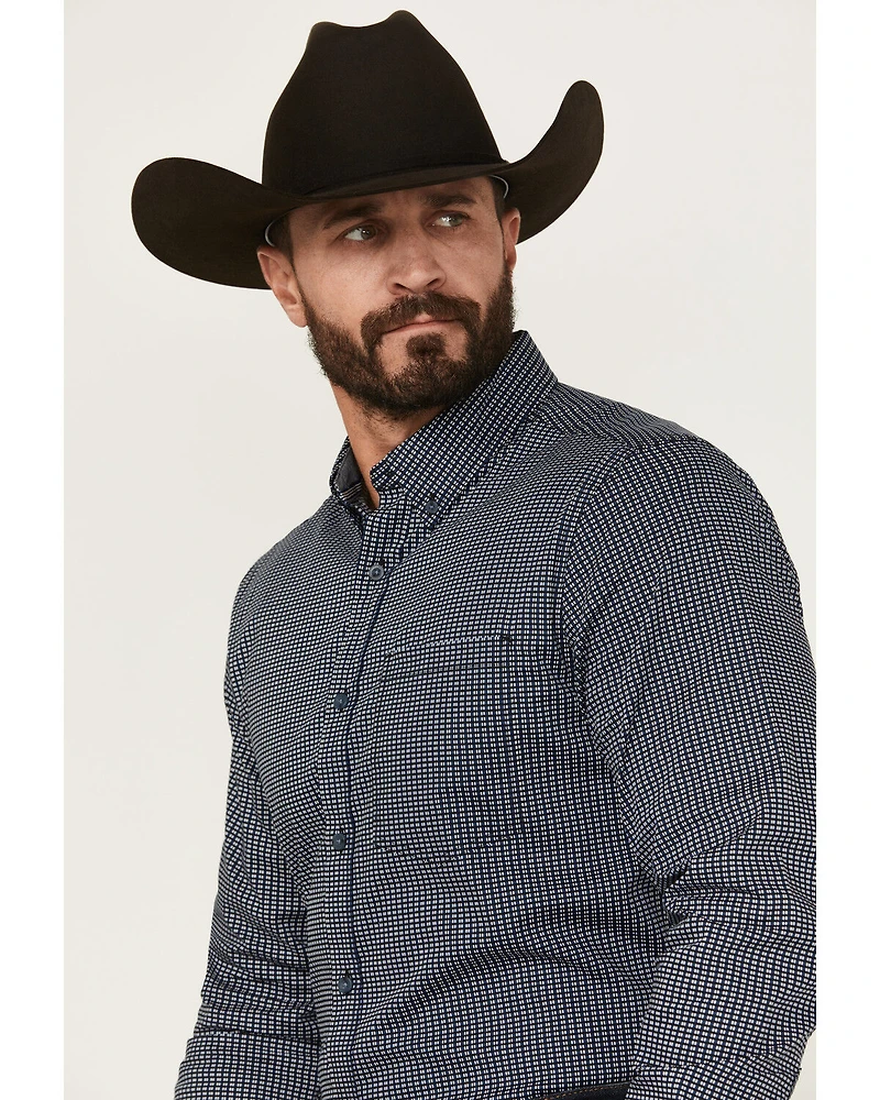 Cody James Men's Chris Geo Print Long Sleeve Button-Down Stretch Western Shirt