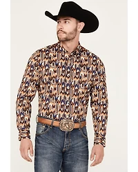 RANK 45® Men's Lockwood Geo Striped Print Long Sleeve Button-Down Stretch Western Shirt