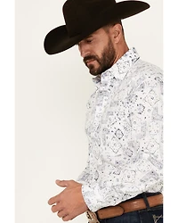 Rough Stock by Panhandle Men's Bandana Print Long Sleeve Pearl Snap Western Shirt