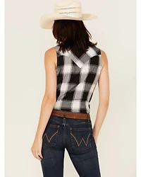 Wrangler Retro Women's Plaid Print Sleeveless Snap Stretch Western Shirt