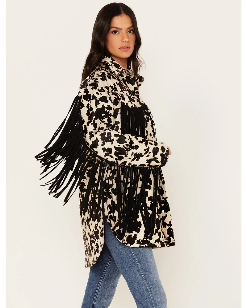 Idyllwind Women's Hair-On Cow Hide Fringe Shacket