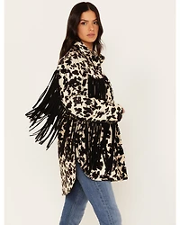 Idyllwind Women's Hair-On Cow Hide Fringe Shacket