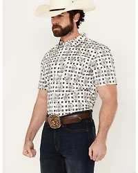 Cody James Men's Geo Paisley Print Short Sleeve Button-Down Stretch Western Shirt