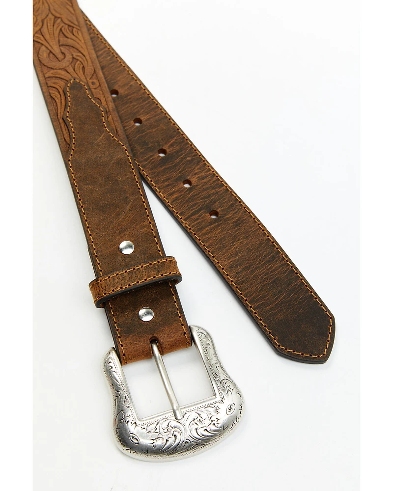 Cody James Men's Floral Embossed Leather Belt